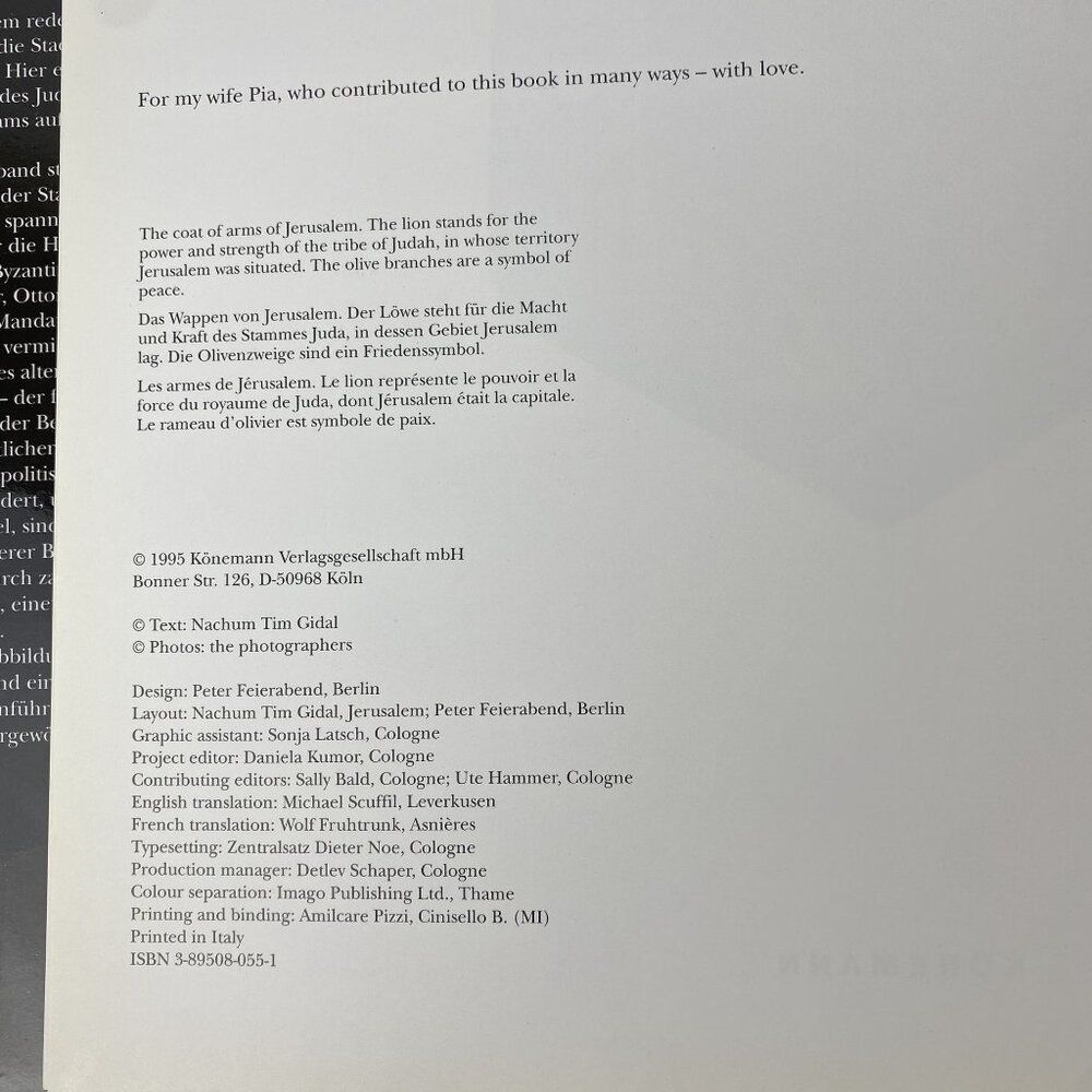 Jerusalem: In 3000 Years By Nachum Tim Gidal Rare Collectable  Hardcover Book - Picture 2 of 5